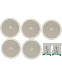 5x Ceiling Speakers 8inch 100w Wall Hifi White + Cable 952.543 B
