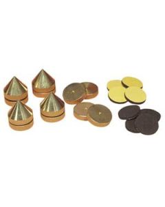 Set Of 4 Turned Brass Height Adjustable Speaker Spikes
