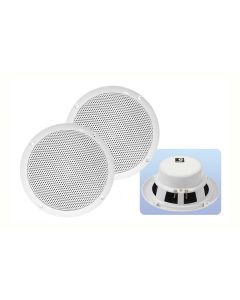 2x White Marine Bathroom Kitchen Ceiling Speakers 