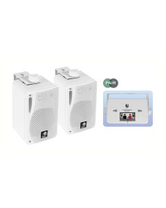 Pair 3" 3-Way Wall Speakers and Brackets Background PA Music Home HiFi 80w White