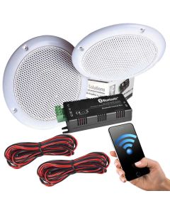 2x Ceiling Speakers With Bathroom Bluetooth Wireless Streaming Amplifier and Cables b426bl B3