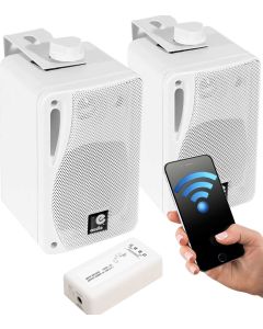 Bluetooth Wall Speakers and Bluetooth Amplifier System Indoor Outdoor 3" White