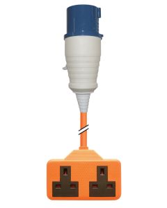 16A High Current Plug to 2 x 13 A Sockets Adaptor Lead