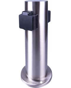 Outdoor Chrome Twin Mains Socket Post