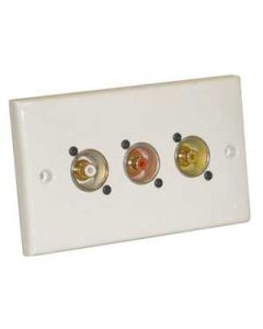 AV Twin Wall Plate With 3 x Phono Sockets (NF2D)
