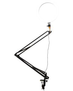 LED 360 Selfie Ring Light with Boom Arm and Mounting Clamp