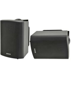 Black 4" Wall Speakers Pair Weatherproof Outdoor Garden Terrace Background Music