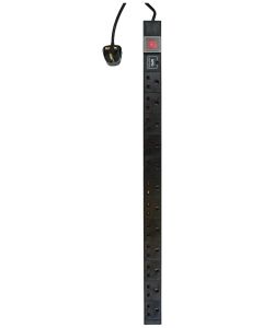 12-Way Vertical Socket 19" PDU with Surge Protection 2m Lead