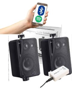 Bluetooth Wall Speakers and Bluetooth Amplifier System Indoor Outdoor 3" Black
