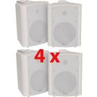 4x White Stereo Background Corner Speakers