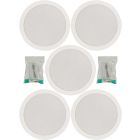 5x Ceiling Speakers White 6.5" Quick Fit 2 Way 100W 8ohm/100v + Cables 952.153 B