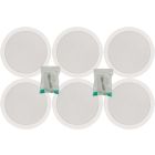 6x Ceiling Speakers White 6.5" Quick Fit 2 Way 100W 8ohm/100v + Cable 952.153 B