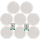 8x Ceiling Speakers White 6.5" Quick Fit 2 Way 100W 8ohm/100v + Cable 952.153 B