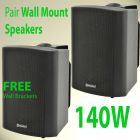 2x Black Wall Mount Pa Speakers for 100v Line Background Music Systems 140w