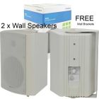 2x White Adastra bp6v-W 100v 6.5in Background 120w Abs PA Speakers