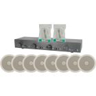 8x In Ceiling Wall AV Speakers + 4 Zone Speaker Selector Switch + Cable 128.303B