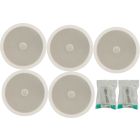 5x Ceiling Speakers 8inch 100w Wall Hifi White + Cable 952.543 B