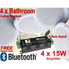 60w Bathroom Amplifier, Wireless Bluetooth, 4x White Ceiling Speakers. b428bl B1