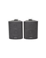 Black Wall Speakers Set Pair Weatherproof Outdoor Garden Background Music