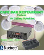 CAFE RESTAURANT  BLUETOOTH AMPLIFIER + 8 CEILING SPEAKERS + SWITCH BOX + CABLE 103.122B