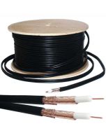 Mercury Twin Sat/cctv Foamed Pe Coaxial Cable With Cu Braid - 100m Black