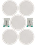 5x Ceiling Speakers White 6.5" Quick Fit 2 Way 100W 8ohm/100v + Cables 952.153 B