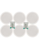 6x Ceiling Speakers White 6.5" Quick Fit 2 Way 100W 8ohm/100v + Cable 952.153 B