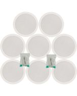 8x Ceiling Speakers White 6.5" Quick Fit 2 Way 100W 8ohm/100v + Cable 952.153 B