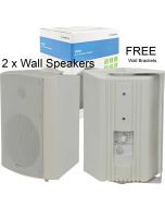 2x White Adastra bp6v-W 100v 6.5in Background 120w Abs PA Speakers