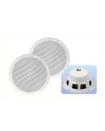 2x White Marine Bathroom Kitchen Ceiling Speakers 