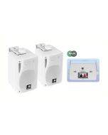 Pair 3" 3-Way Wall Speakers and Brackets Background PA Music Home HiFi 80w White
