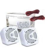 Pair White 5inch ABS Bookshelf Cube Speakers 80W HiFi Surround Sound Home Cinema