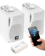 Bluetooth Wall Speakers and Bluetooth Amplifier System Indoor Outdoor 3" White