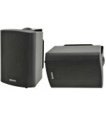 Black 4" Wall Speakers Pair Weatherproof Outdoor Garden Terrace Background Music