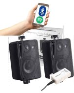 Bluetooth Wall Speakers and Bluetooth Amplifier System Indoor Outdoor 3" Black