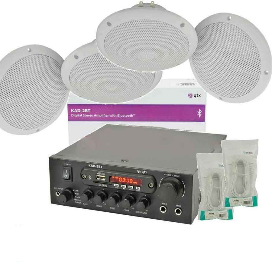 4x 6.5inch Ceiling Speakers, Digital Stereo Bluetooth Amp and Cables 103.122 B3