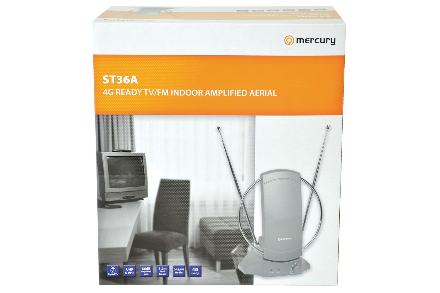 Mercury St36a Indoor Tv/fm Antenna With Amplifier