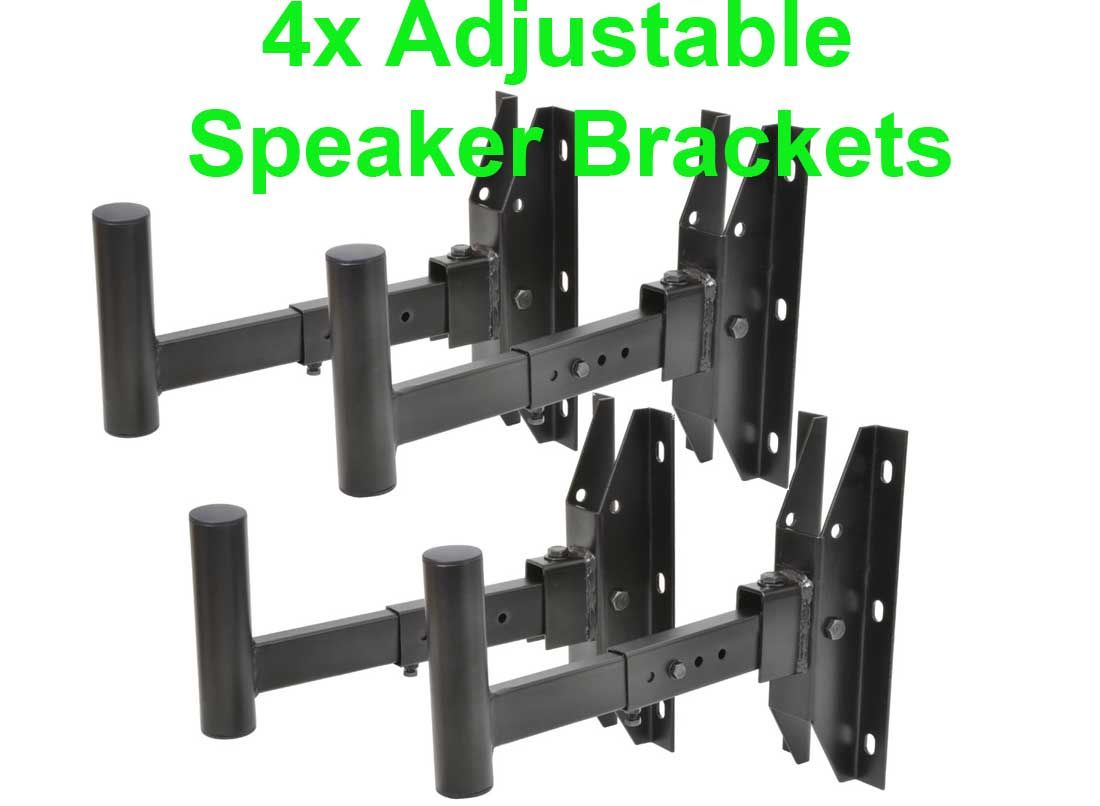 4 x ADJUSTABLE SPEAKER 35mm WALL BRACKETS Max Load 50kg Vertical Extend 129.097