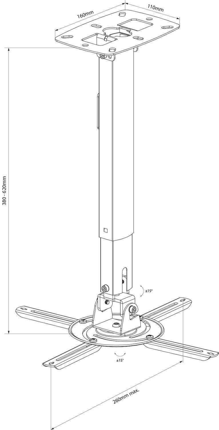 Projector Ceiling Bracket With Drop Pole, Avlink Pjm620 