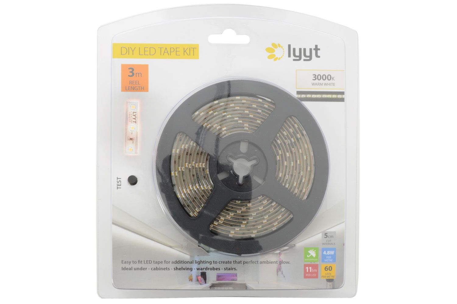 Lyyt Dk3-ww60 3m Led Tape Kit - Smd2835 Warm White