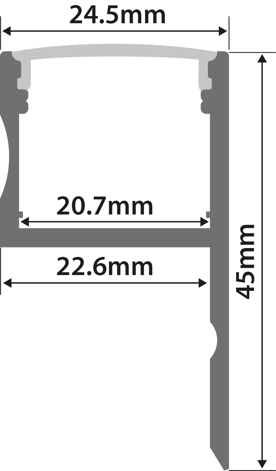 Lyyt Al1-h2545 Aluminium Led Tape Profile Uplight H 1m