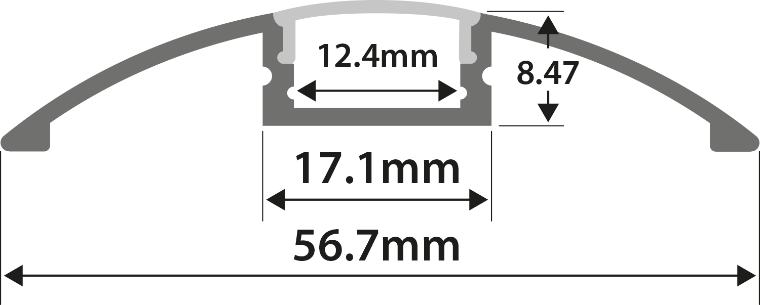 Lyyt Al1-b5712 Aluminium Led Tape Profile Raised Bar 1m