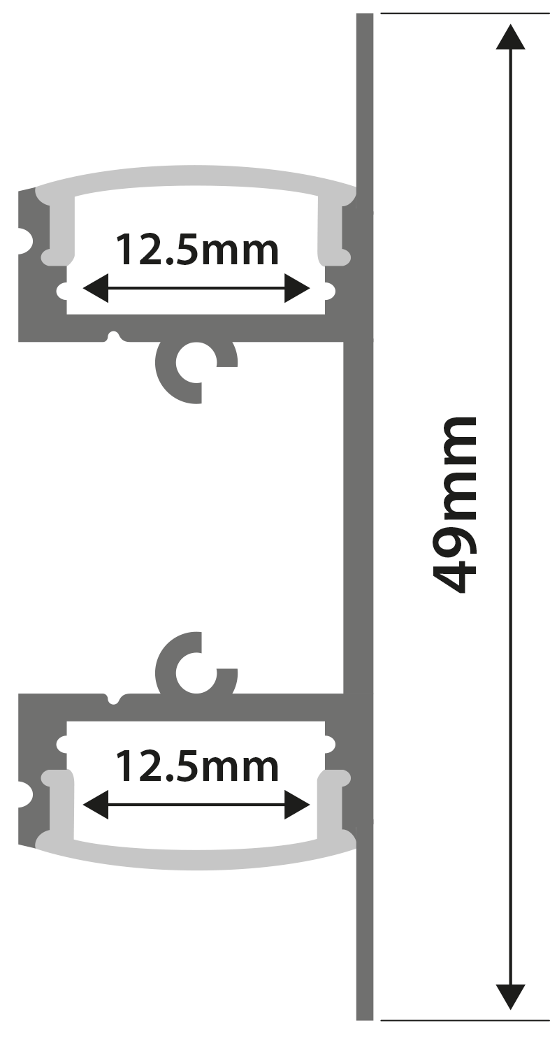 Lyyt Al1-t4917 Aluminium Led Tape Profile 2-way Bar 1m