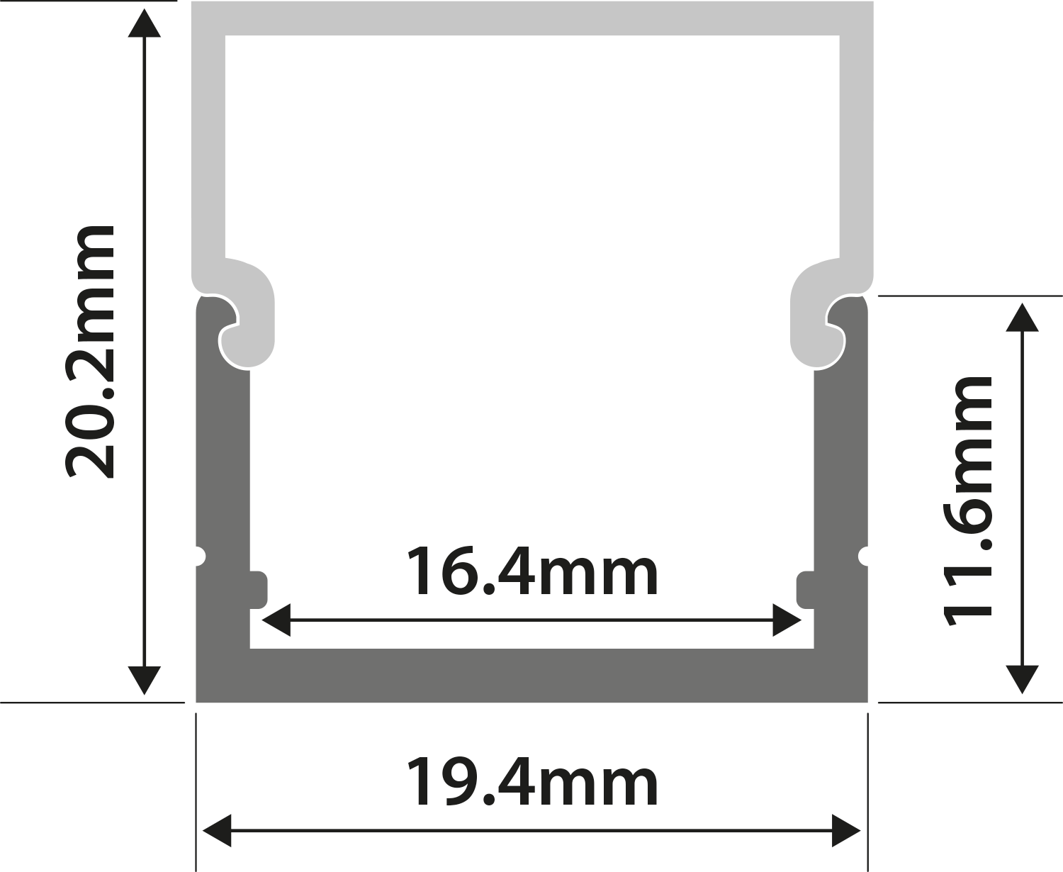 Lyyt Al2-b2020 Aluminium Led Tape Profile Box Section 2m
