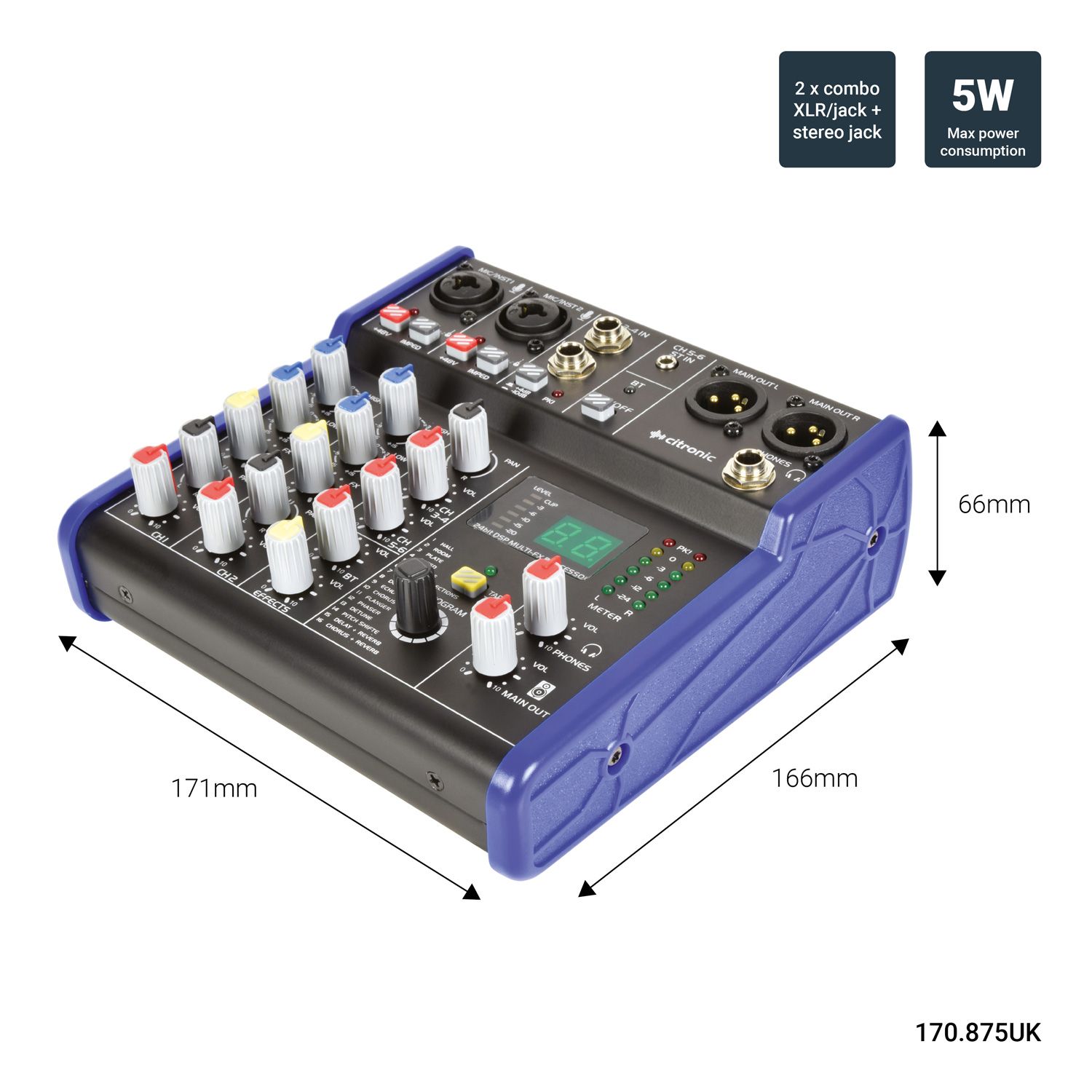Citronic Csd-4 Compact Mixer With Bt Receiver + Dsp Effects