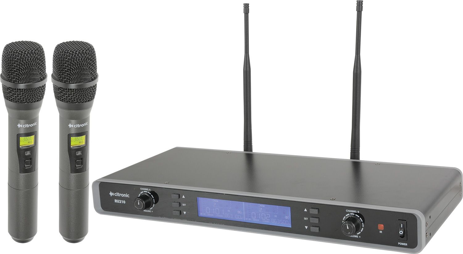 Citronic RU210-H Dual UHF Handheld Wireless Microphone System
