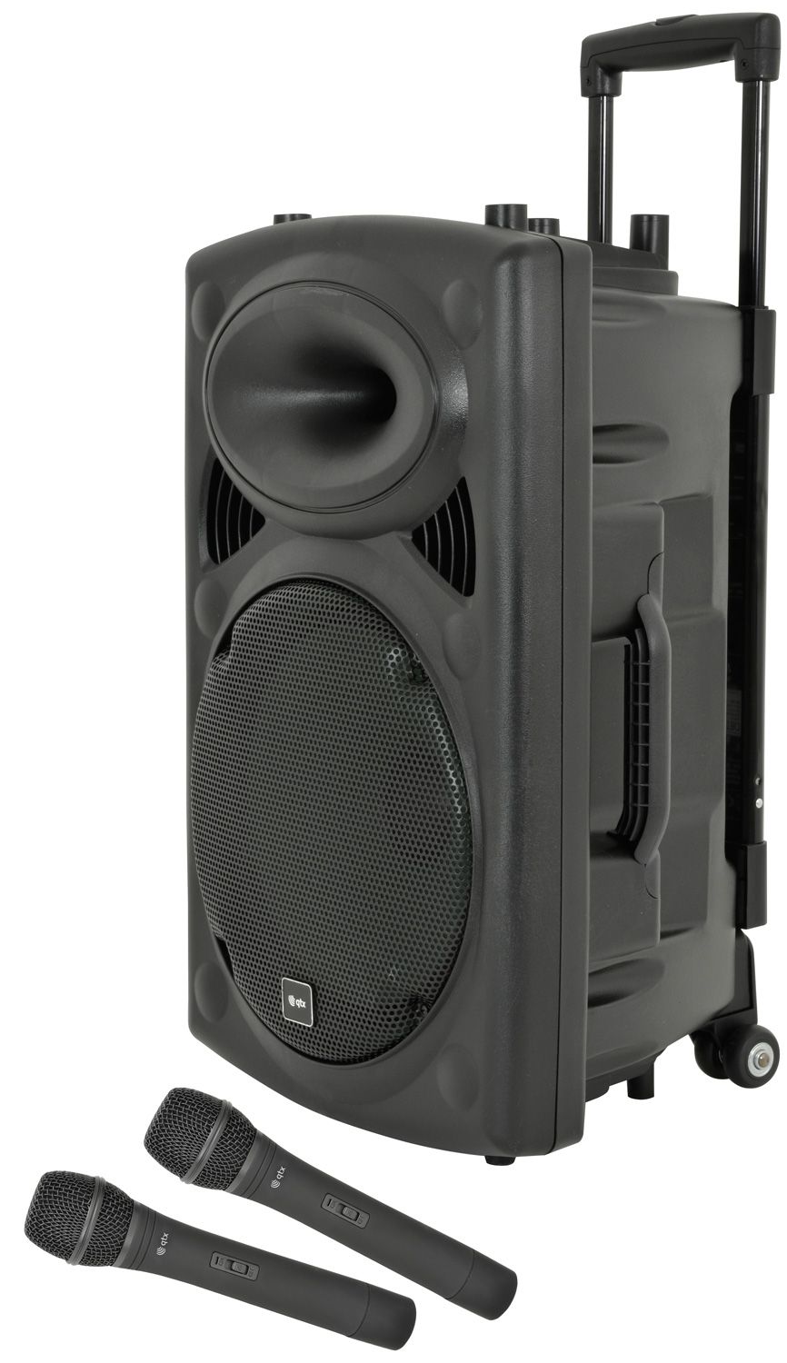 QTX QR12PABT 12inch Portable PA Speaker With Bluetooth & Wireless Microphone