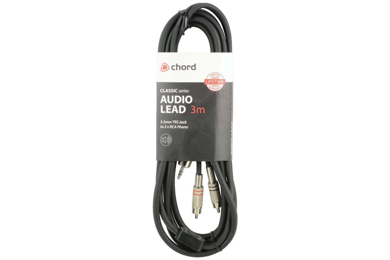Chord S3j-2r300 Classic Audio Lead 3.5mm Trs Jack Plug - 2 Rca Plugs 3.0m