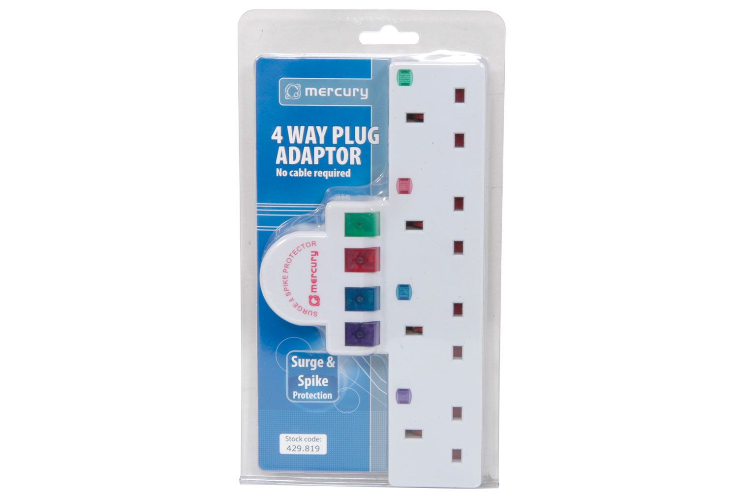 Mercury Plug-in 4 Way Mains Adaptor