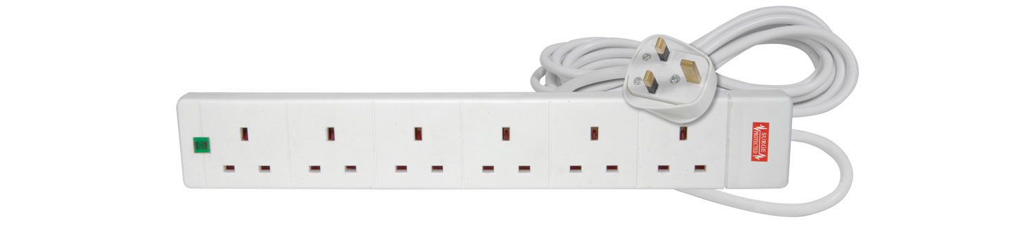 Mercury 6 Gang 13a Extension Lead With Surge Protection 5.0m